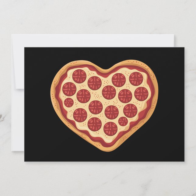 Invitación Pizza Corazón Forma Lindo Día de San Valentín (Anverso)