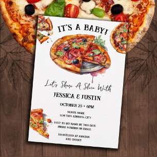 Invitación Pizza Couple Baby Shower
