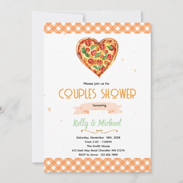 Invitación Pizza Couples Bridal Shower Invitation (Anverso)