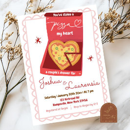 Invitación Pizza de amor y corazón Ducha de novia pareja