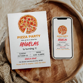 Invitación Pizza de bebé de rebanada moderna 1º cumpleaños