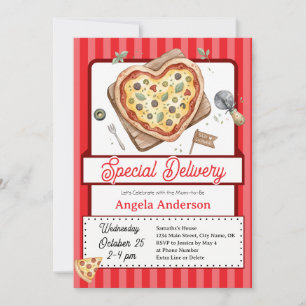 Invitación Pizza de entrega especial para baby shower