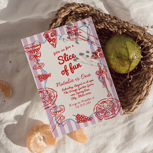 Invitación Pizza De Primera Mano Dibujada Por Escrito De Dive