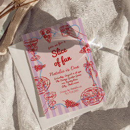 Invitación Pizza De Primera Mano Dibujó Parte De Divertida Fi