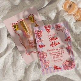 Invitación Pizza De Primera Mano Dibujó Parte De Fun Photo Bi