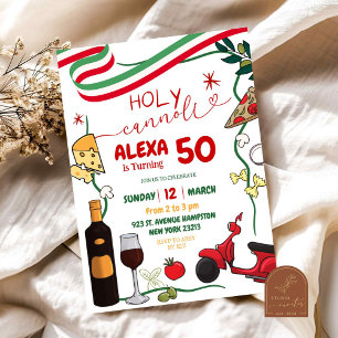 Invitación Pizza de Vino Italiano Holy Cannoli Cumpleaños 50