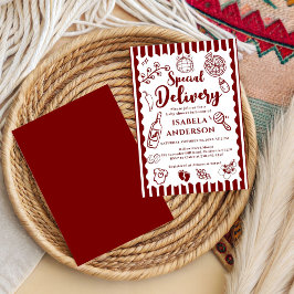 Invitación Pizza doodle special Delivery Baby Shower 