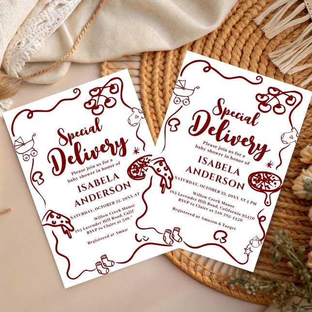 Invitación Pizza doodle special Delivery Baby Shower  (Subido por el creador)