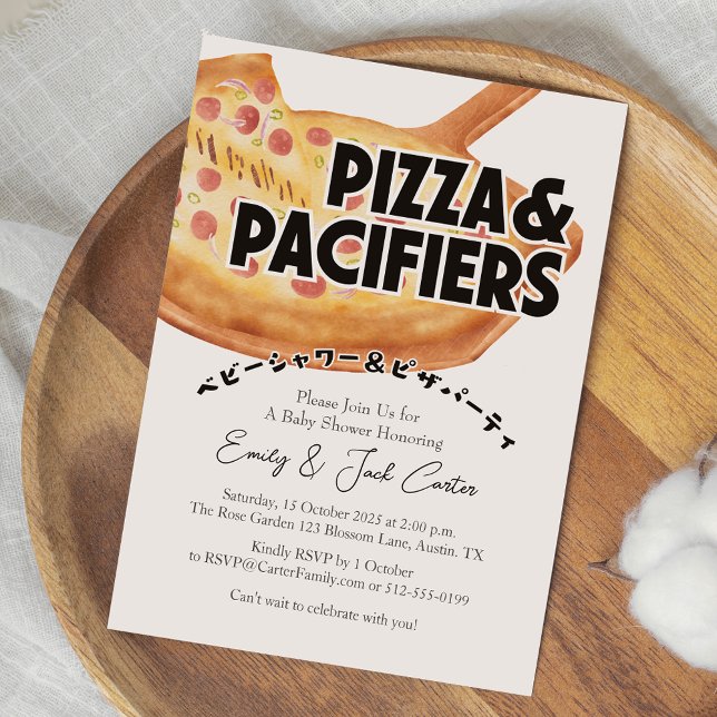 Invitación Pizza Fiesta Baby Shower Pepparoni Watercolor Retr (Subido por el creador)