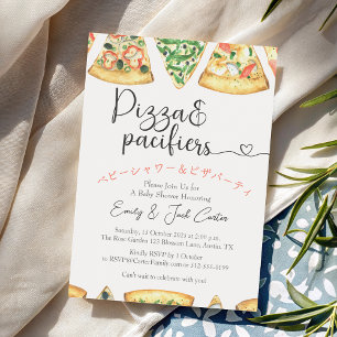 Invitación Pizza Fiesta Baby Shower Whimsical Slice Casual