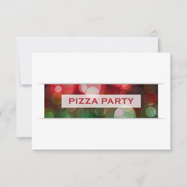 Invitación pizza fiesta bokeh (Anverso)