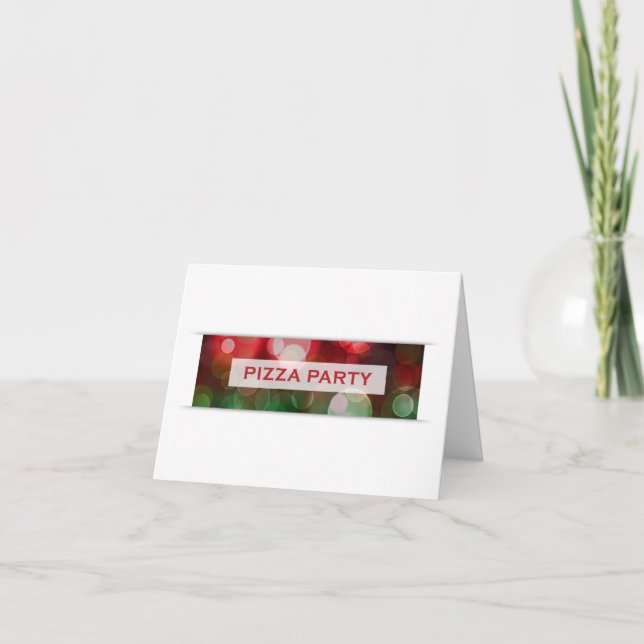Invitación pizza fiesta bokeh (Anverso)