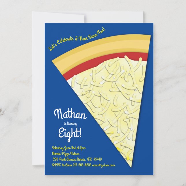 Invitación Pizza Fiesta Cheese Pizza Slice (Anverso)