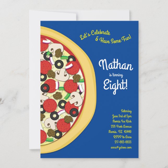 Invitación Pizza Fiesta Combo Supremo Pizza (Anverso)