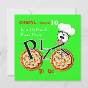 Invitación Pizza Fiesta Diversión moderna