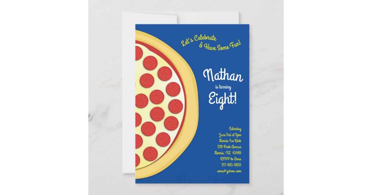 Invitación Pizza Fiesta Pepperoni Pizza Zazzle.es