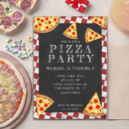 Invitación Pizza fiesta recortes de niños cumpleaños retro a 