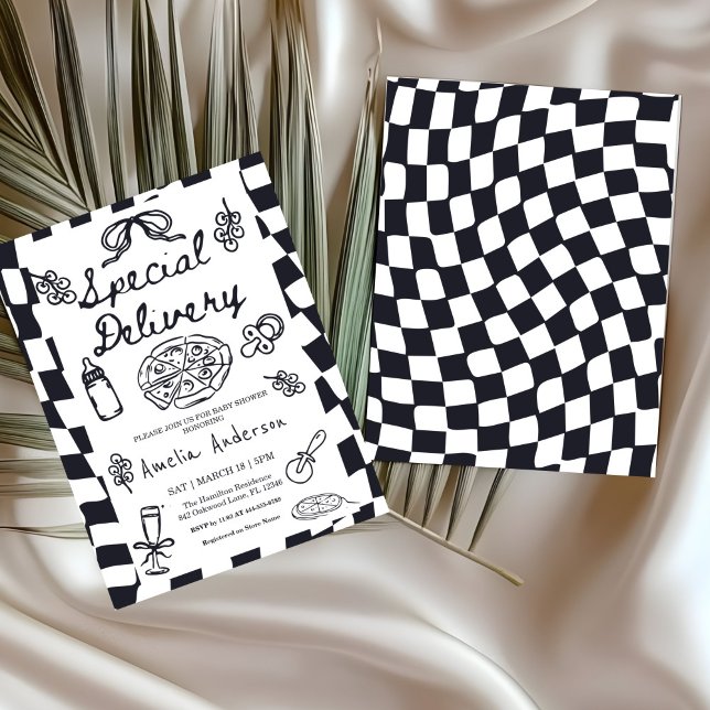 Invitación Pizza Hand Drawn Special Delivery Baby Shower (Subido por el creador)