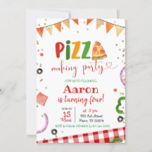 Pizza Invitando al Cumpleaños Fiesta