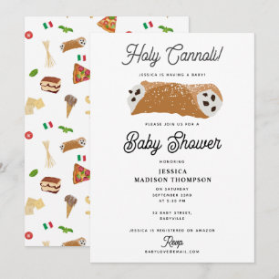 Invitación Pizza italiana Pasta Holy Cannoli Baby Shower