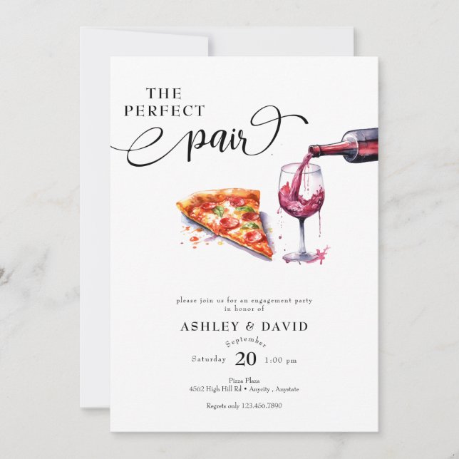 Invitación Pizza Italiana | Vino Fiesta de Boda (Anverso)