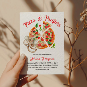 Invitación Pizza italiana y pacifica Fiesta de Baby Shower