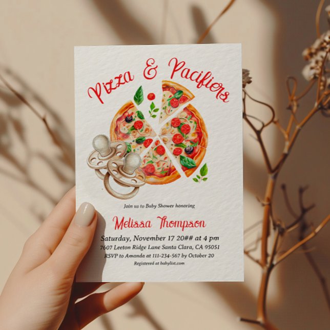 Invitación Pizza italiana y pacifica Fiesta de Baby Shower (Subido por el creador)