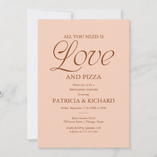 Invitación Pizza Moderna Ensayo de Boda Melocotón Suave