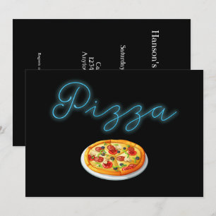 Invitación Pizza Neon Glow