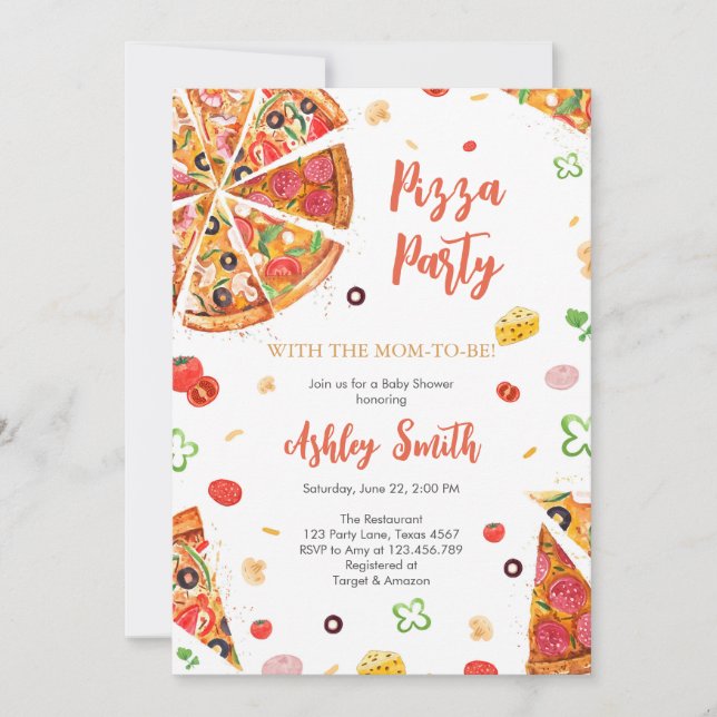 Invitación Pizza Party Invitation Pizza Birthday Party (Anverso)