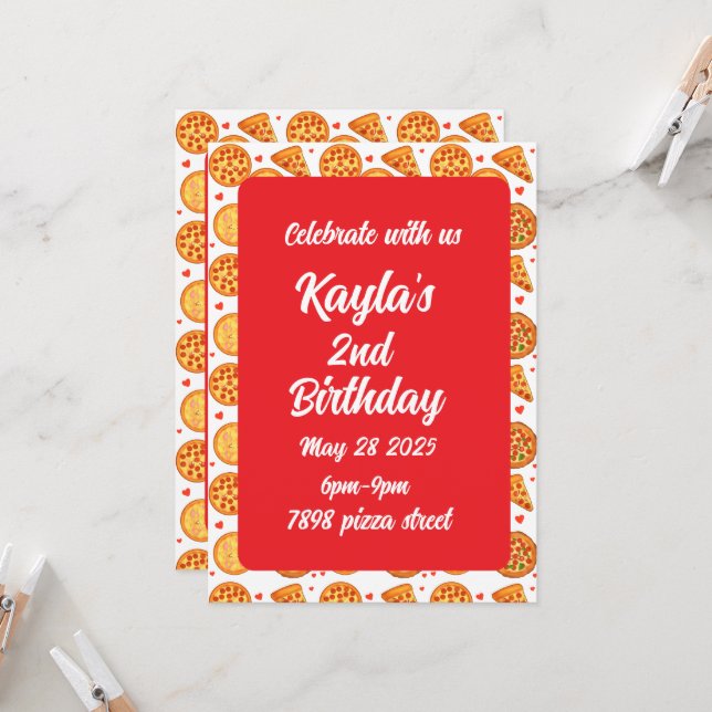 Invitación Pizza Peperroni, Queso Y Margherita (Anverso/Reverso In Situ)