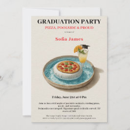 Invitación Pizza Pool Cocktail Graduation Celebration 