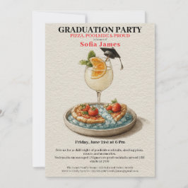 Invitación Pizza Pool Cocktail Graduation Celebration 