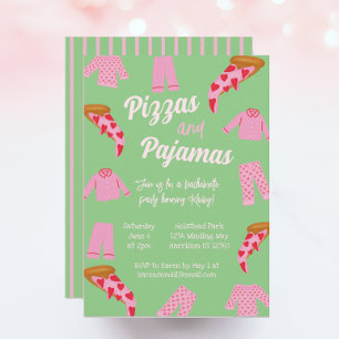 Invitación Pizza Preppy y Despedida de Soltera con Pijama 