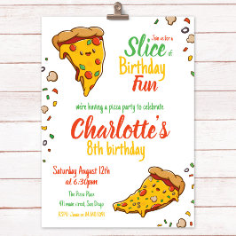 Invitación Pizza, rebanada de la diversión del cumpleaños, ka