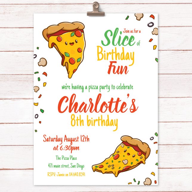 Invitación Pizza, rebanada de la diversión del cumpleaños, ka (Subido por el creador)