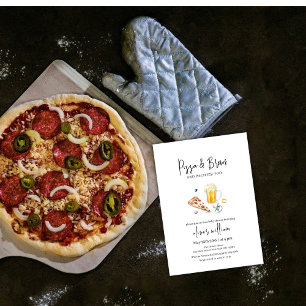 Invitación Pizza Rustic Slice y Beers & Pacifier Baby Shower