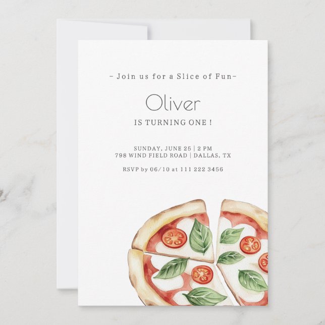 Invitación Pizza Slice of Fun Birthday Invitation (Anverso)