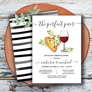 Invitación Pizza Slice & Wine la pareja perfecta ducha de nov