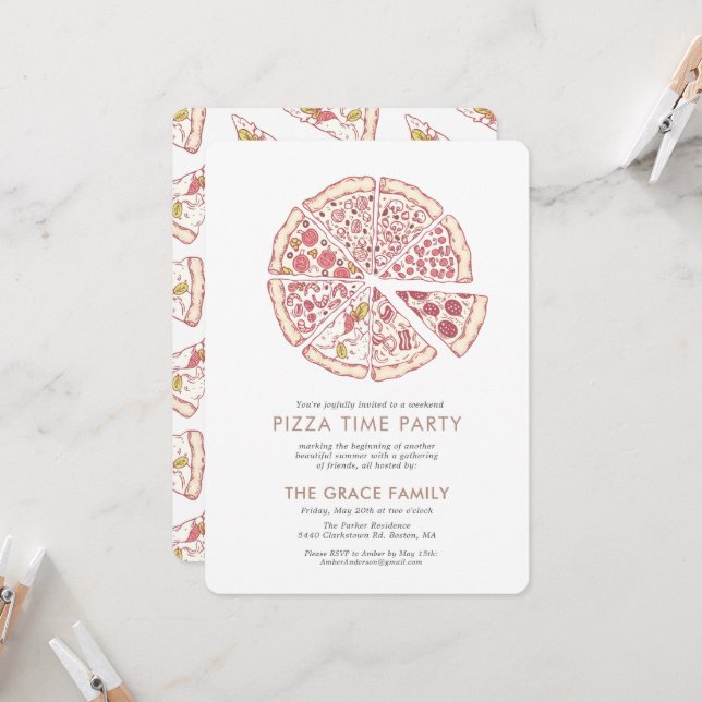 Invitación Pizza Time Party | (Anverso/Reverso In Situ)