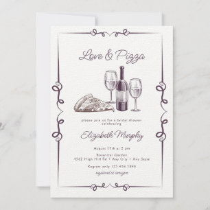 Invitación Pizza   Wine Bridal Shower