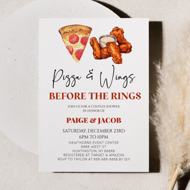 Invitación Pizza y alas antes de los anillos Boda Parejas Duc (Subido por el creador)