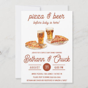 Invitación ¡Pizza y cerveza antes de que el bebé esté aquí! B