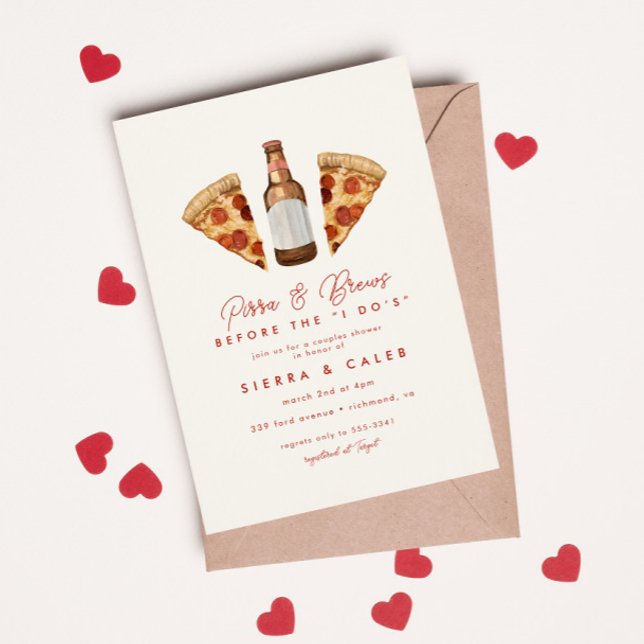 Invitación Pizza y Cerveza Casual Parejas Boda Ducha de Novia (Subido por el creador)