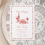 Invitación Pizza y ducha de novia de mano caprichosa<br><div class="desc">Invitación a la ducha de novias con pizza y vino de mano caprichosa</div>