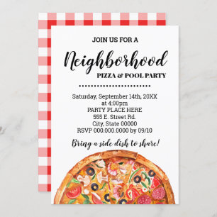 Invitación Pizza y Fiesta de verano en el barrio