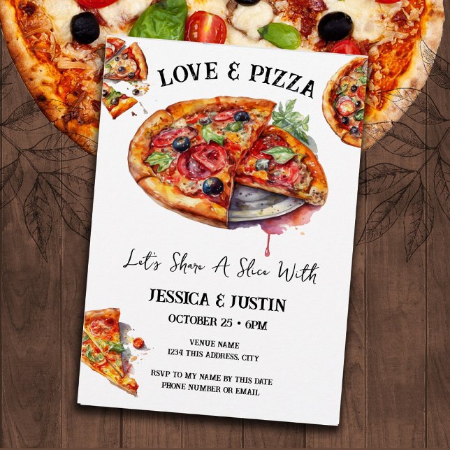 Invitación Pizza y la fiesta de compromiso de amor (Subido por el creador)