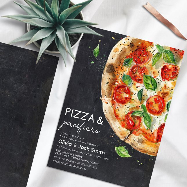 Invitación Pizza y Pacificadores Casual Pizza Baby Shower (Subido por el creador)