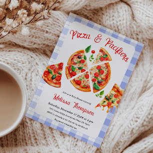 Invitación Pizza y Pacificadores Fiesta Baby Shower de Blue P