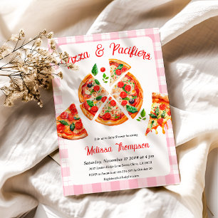 Invitación Pizza y Pacificadores Fiesta de Baby Shower de col